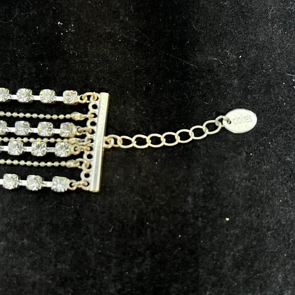 Clair's 7 Strand Silver Tone And Rhinestone Bracelet (3790) - Picture 9 of 10